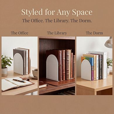 Decorative Metal Bookends Modern Hollow-out Book Ends for Shelves Non-Skid Unique Book Stopper
