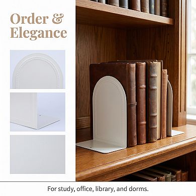Decorative Metal Bookends Modern Hollow-out Book Ends for Shelves Non-Skid Unique Book Stopper