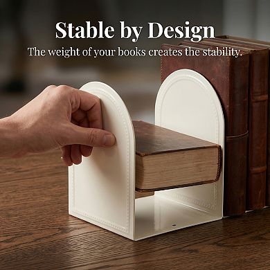 Decorative Metal Bookends Modern Hollow-out Book Ends for Shelves Non-Skid Unique Book Stopper