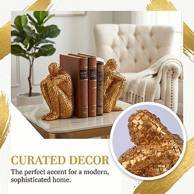 Decorative Character Bookends Modern Figurine Book Ends for Shelves Book Stoppers with Base for Home