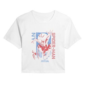 Juniors' Marvel Spider-Man Brand New Day Comic Cover Cropped Tee