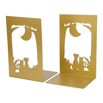 Decorative Metal Bookends for Shelves Laser Cut Tree Design Book Ends Non Skid Bookshelf Organizer