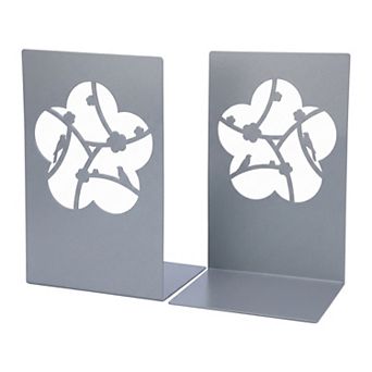 Decorative Metal Bookends for Shelves Laser Cut Tree Design Book Ends Non Skid Bookshelf Organizer