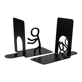 Decorative Metal Bookends Minimalist Humanoid Book Ends for Shelves Non-Skid Book Stopper for Home