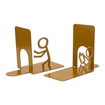 Decorative Metal Bookends Minimalist Humanoid Book Ends for Shelves Non-Skid Book Stopper for Home
