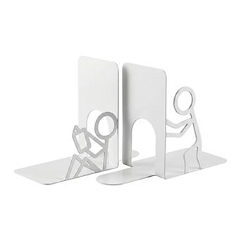 Decorative Metal Bookends Minimalist Humanoid Book Ends for Shelves Non-Skid Book Stopper for Home