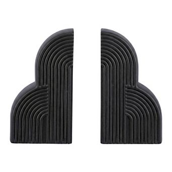 Decorative Bookends for Shelves Ribbed Book Ends Modern Resin Book Stoppers 2 pc