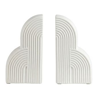 Decorative Bookends for Shelves Ribbed Book Ends Modern Resin Book Stoppers 2 pc