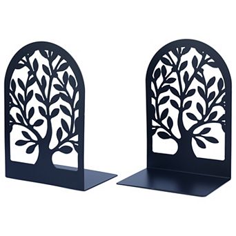 Decorative Metal Bookends for Home Office Non-Skid Geometric Hollow-out Book Stopper