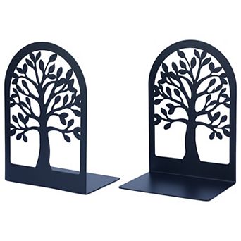 Decorative Metal Bookends for Home Office Non-Skid Geometric Hollow-out Book Stopper