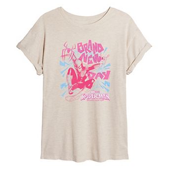 Juniors' Marvel Spider-Man Brand New Day Web Action Oversized Tee