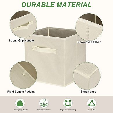 3Pcs Fabric Storage Bins, 11 Inch Cube Storage Bin Foldable Organizer with Handles for Shelf Closet