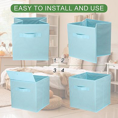 3Pcs Fabric Storage Bins, 11 Inch Cube Storage Bin Foldable Organizer with Handles for Shelf Closet