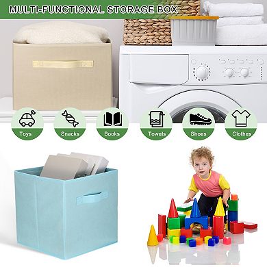 3Pcs Fabric Storage Bins, 11 Inch Cube Storage Bin Foldable Organizer with Handles for Shelf Closet