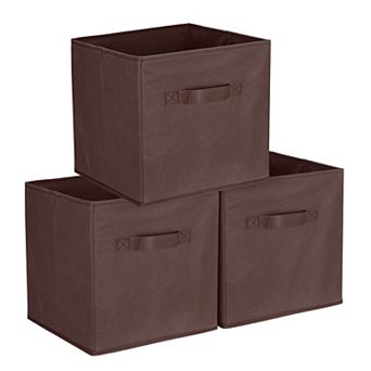3 pc Fabric Storage Bins, 11 Inch Cube Storage Bin Foldable Organizer with Handles for Shelf Closet