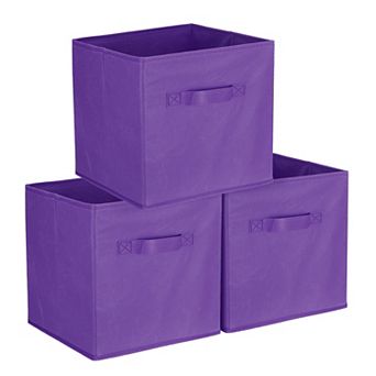 3 pc Fabric Storage Bins, 11 Inch Cube Storage Bin Foldable Organizer with Handles for Shelf Closet