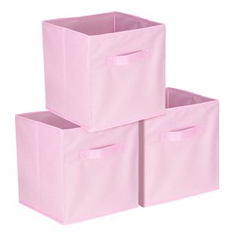 3 pc Fabric Storage Bins, 11 Inch Cube Storage Bin Foldable Organizer with Handles for Shelf Closet