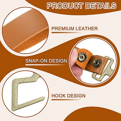 5pcs PU Leather Hooks, Leather Straps with Hooks, V-Shape Hooks for Outdoor Hanging Pots Utensils