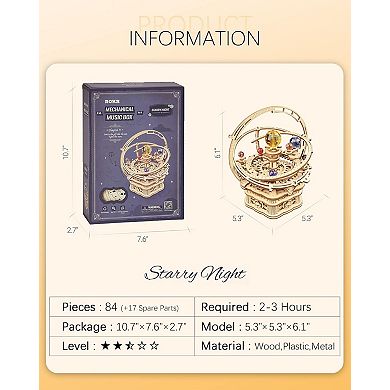 Robotime ROKR 3D Puzzles for Adults-Starry Night Music Box
