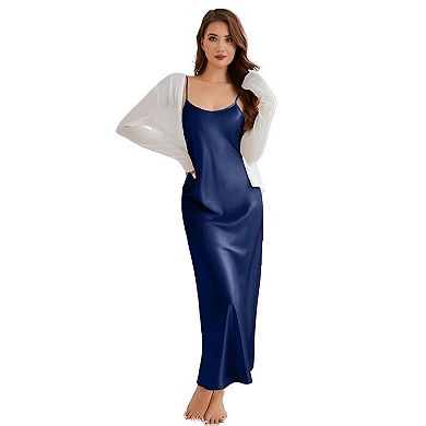 Silky V Neck Slip Maxi Dress