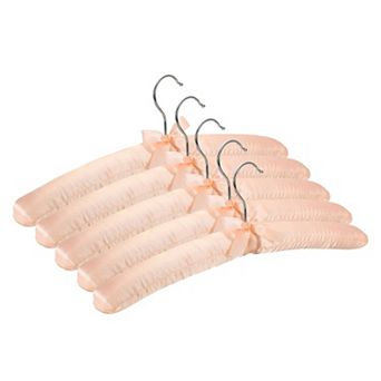 5 pc Satin Padded Hangers, 15 Inch Blouse Hangers for Clothing, Non-Slip Thickened