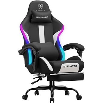GTPLAYER RGB Gaming Chair, Breathable Fabric, Footrest, Linkage Arms, Ergonomic Support