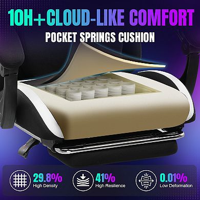 GTPLAYER RGB Gaming Chair, Breathable Fabric, Footrest, Linkage Arms, Ergonomic Support