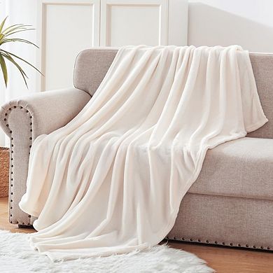 Super Soft Plush Fleece Throw Blanket, Warm Lightweight All-Season Blanket