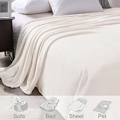 Super Soft Plush Fleece Throw Blanket, Warm Lightweight All-Season Blanket