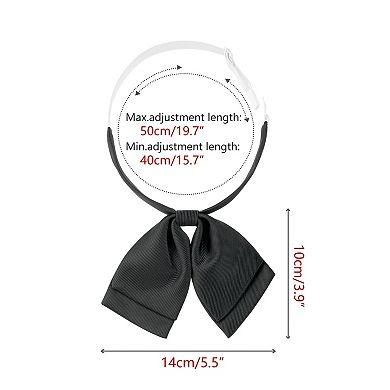 Women's Bowtie Satin Adjustable Pre-Tied Double Layer Collar Bow Ties for Uniform Shirt