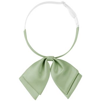 Women's Bowtie Satin Adjustable Pre-Tied Double Layer Collar Bow Ties for Uniform Shirt
