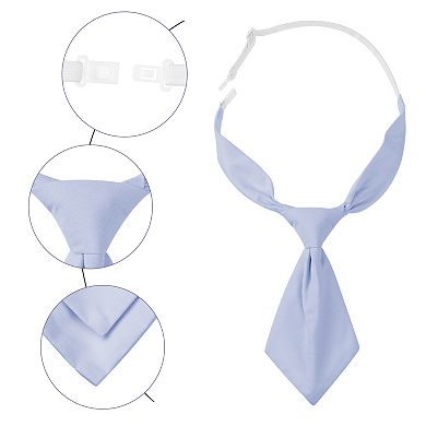 Women's Pre-tied Short Ties Solid Color Small Tie for Uniform School for Men