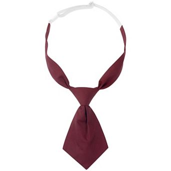Women's Pre-tied Short Ties Solid Color Small Tie for Uniform School for Men