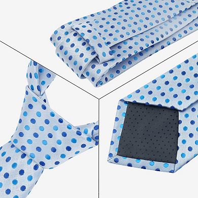 Men's Polka Dots Tie Self-Tied Necktie Woven Classic Width Satin Shiny Ties for Wedding Classic