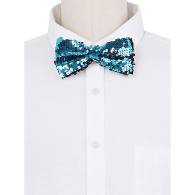 Men's Sequin Sparkly Shiny Bowties Reversible Sequins Two-Color Pre-tied Bow Ties for Party