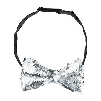 Men's Sequin Sparkly Shiny Bowties Reversible Sequins Two-Color Pre-tied Bow Ties for Party