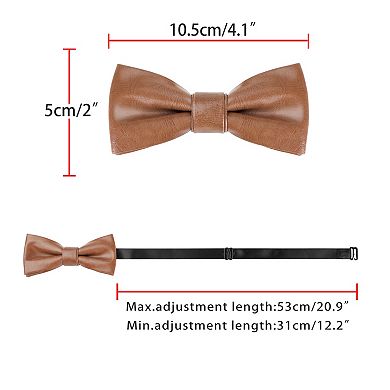 Men's Fashion PU Leather Single Layer Casual Bow Tie