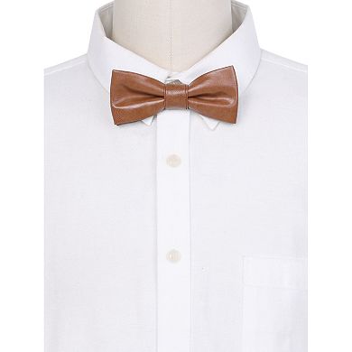 Men's Fashion PU Leather Single Layer Casual Bow Tie