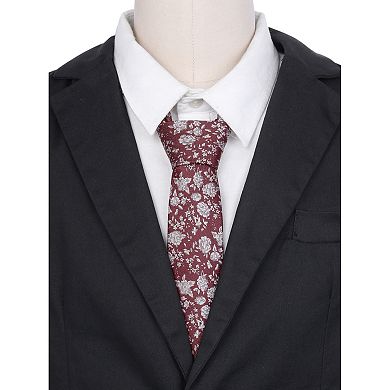 Men's Floral Ties Self-Tie Neck Flower Pattern Classic Neckties for Formal Elegant