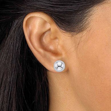Silvertone, Simulated Pearl and Onyx Silvertone Stud Earring Set (10mm)