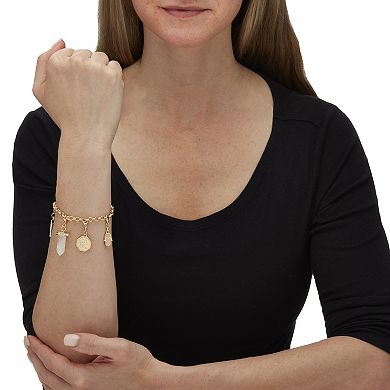 Crystal 14k Yellow Gold-Plated Interchangeable Charm Bracelet Set, 6.75 Inch