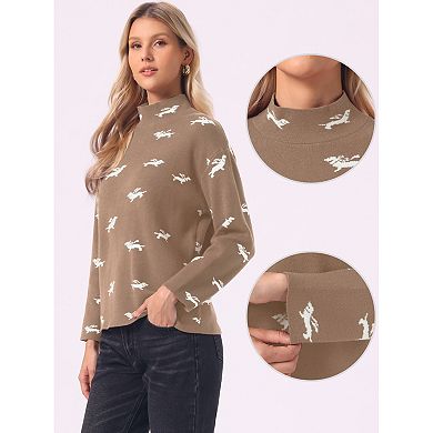 Long Sleeve Sweater for Women's Mock Neck Casual Knit Pullover Tops