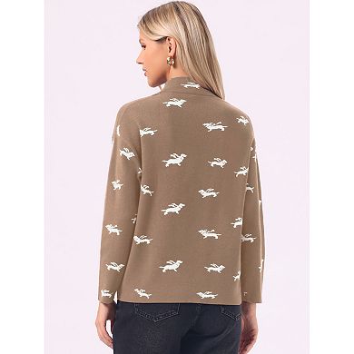 Long Sleeve Sweater for Women's Mock Neck Casual Knit Pullover Tops