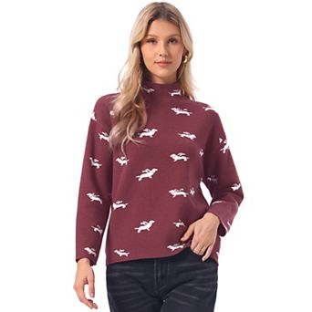 Long Sleeve Sweater for Women's Mock Neck Casual Knit Pullover Tops