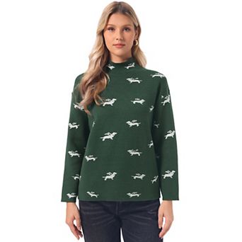 Long Sleeve Sweater for Women's Mock Neck Casual Knit Pullover Tops