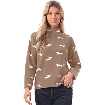 Long Sleeve Sweater for Women's Mock Neck Casual Knit Pullover Tops