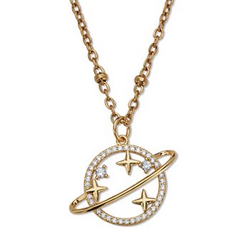 Crystal Celestial Moon Goldtone Pendant 18" Necklace