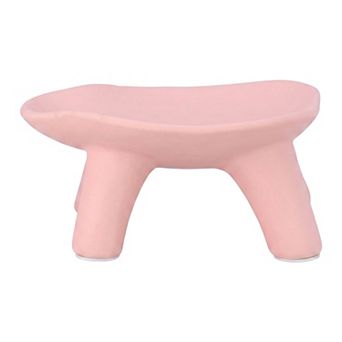Ceramic Pedestal Decorative Bowl Footed Jewelry Tray and Candle Stand Modern Round Centerpiece Dish