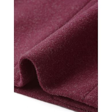 Women's Winter Pea Coats Notched Lapel Collar Double Breasted Mid-thigh Outerwear Elegant Overcoat