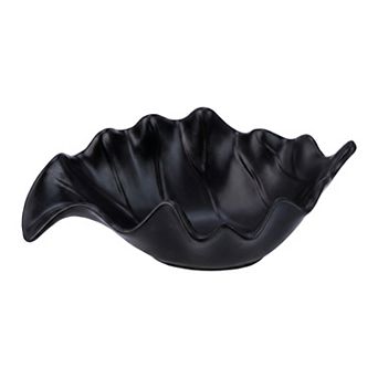 Abstract Leaf Decorative Bowl Tall Sculptural Ceramic Centerpiece for Shelf Decor Modern Bud Vase